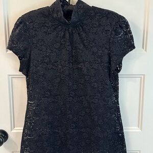 Express, mock-neck lace blouse, Large